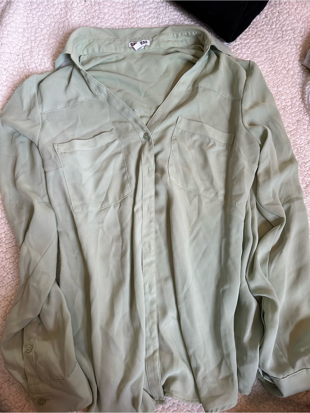 Express Light Sage Green Button-Down Shirt